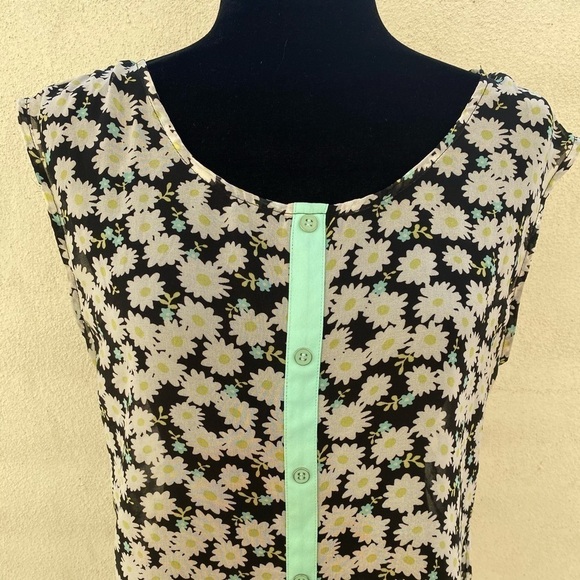Bongo chiffon sleeveless floral summer top M - Picture 2 of 10
